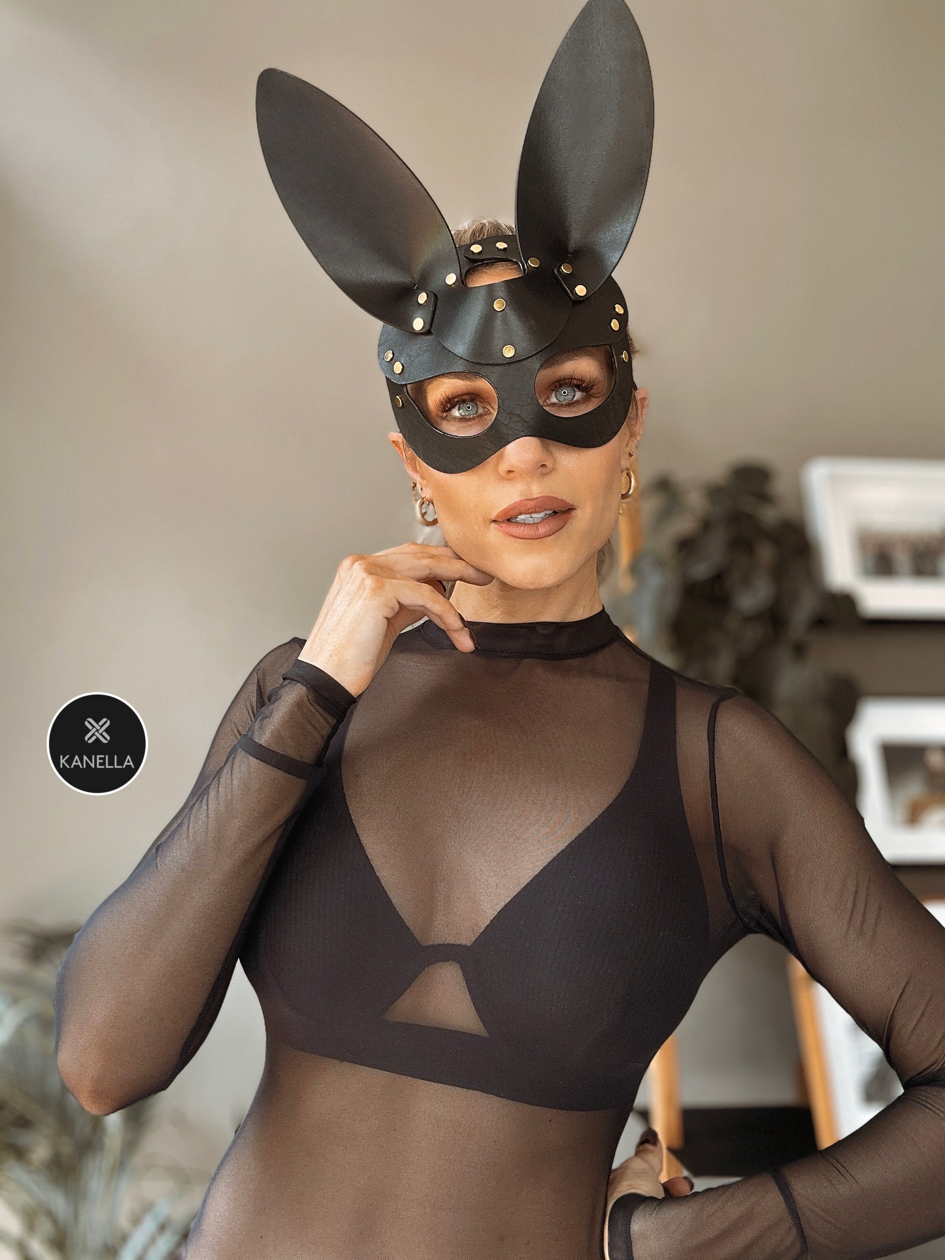 Elektra Rabbit mask - Kanella Leather